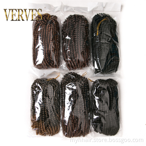 10 Piece Spring Twist Hair Synthetic Wholesale 8 inch Ombre Synthetic Braiding Hair Spring Twist Bounce Crochet Braids